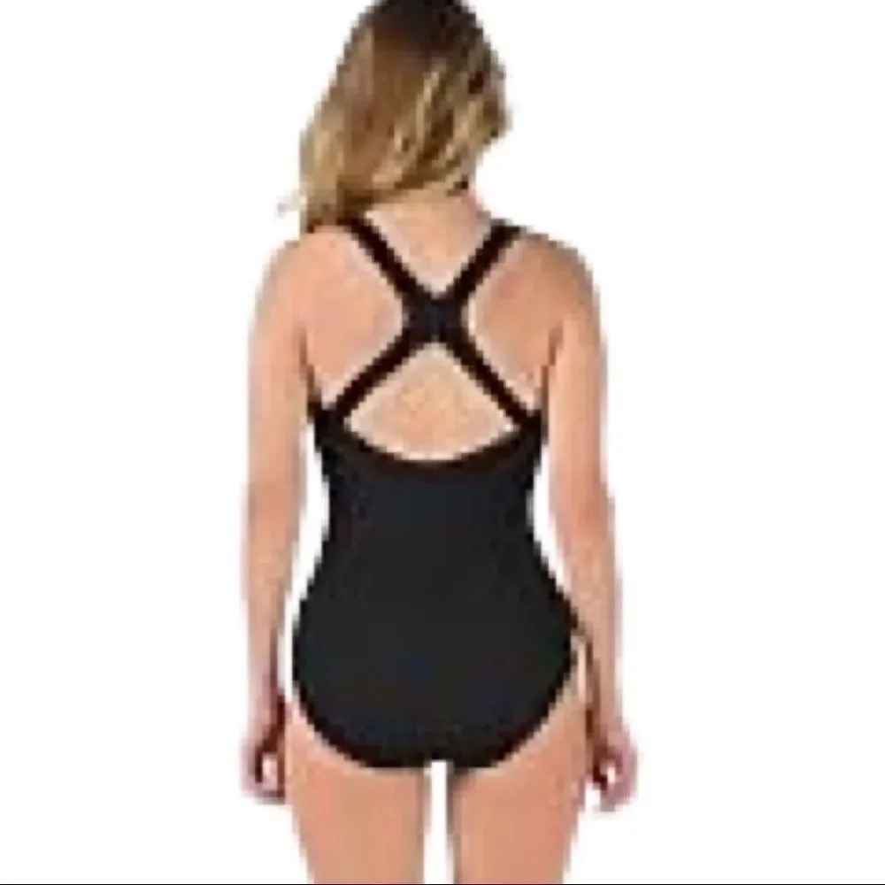 Speedo Moderate Ultraback PowerFLEX Performance Swimsuit • 32 • Black • NWT